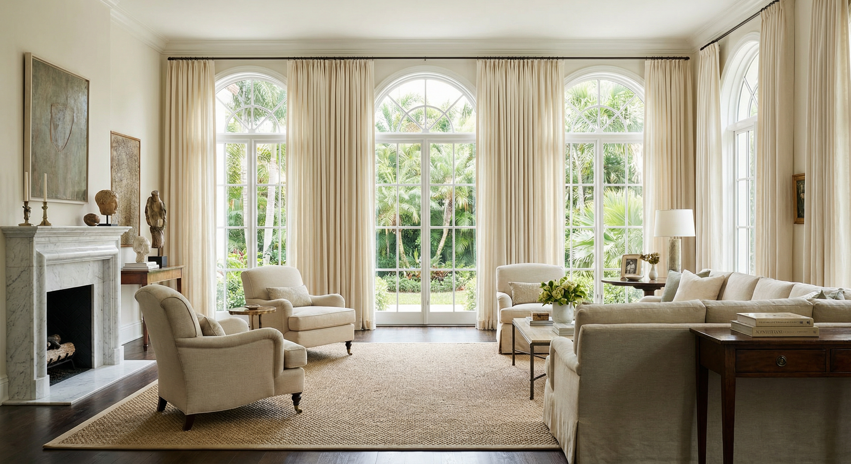 Custom drapery in South Florida home