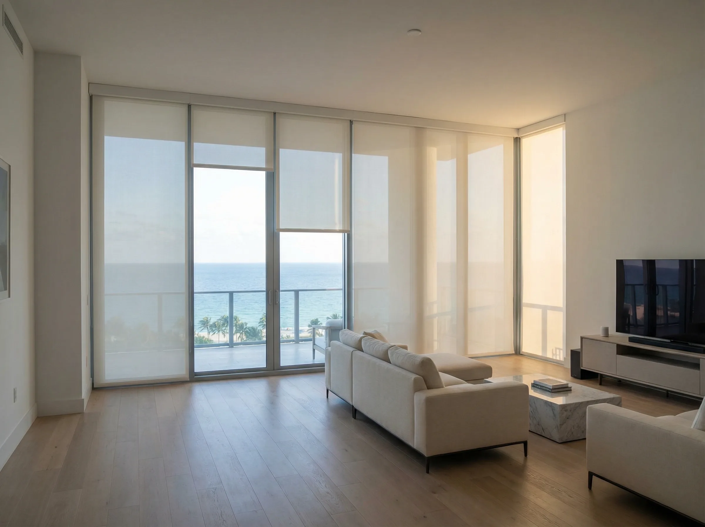 Custom window treatments in an Aventura residence